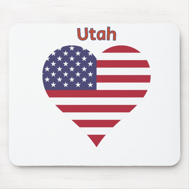 Utah American Flag Heart Mouse Pad (Front)