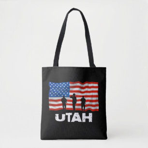 Utah, American Flag Tote Bag Christmas