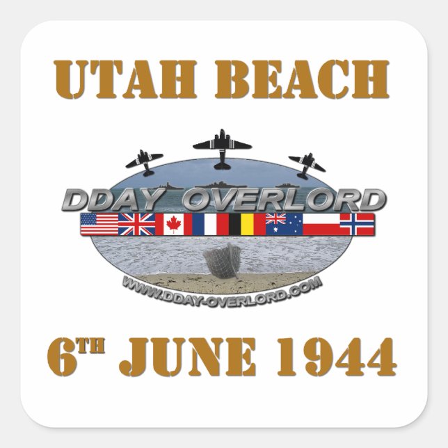 Utah Beach 6th June 1944 Square Sticker (Front)