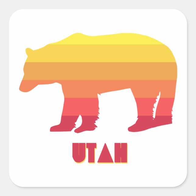 Utah Bear Square Sticker (Front)