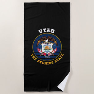 UTAH BEEHIVE STATE FLAG BEACH TOWEL