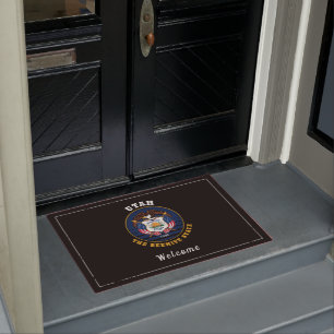 UTAH BEEHIVE STATE FLAG  DOORMAT