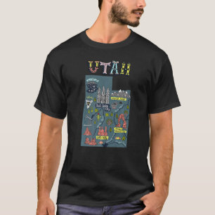 Utah Beehive State National Parks Mighty 5 Map T-Shirt