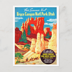 Utah, Bruce canyon national park, vintage travel Postcard