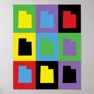 Utah Colourful Pop Art State Outline Pattern Poster