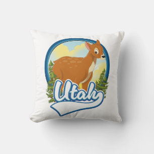 Utah Deer Travel logo Throw Pillow