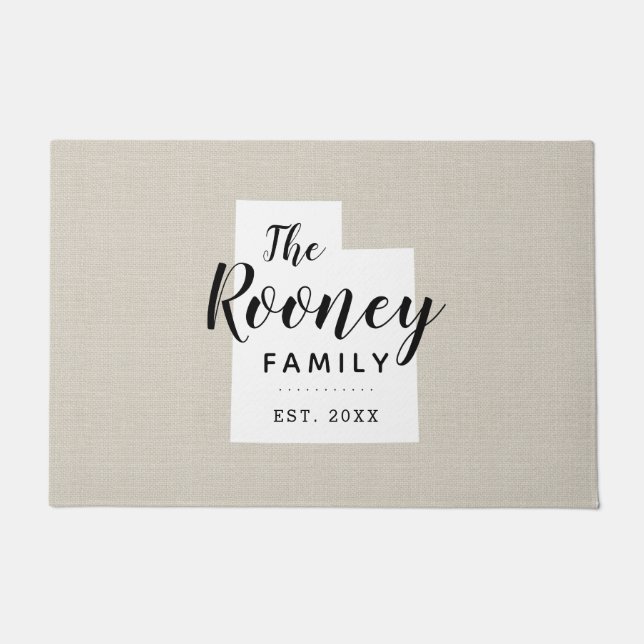 Utah Family Monogram State Doormat (Front)