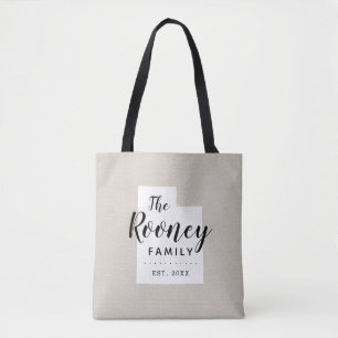 Utah Family Monogram State Tote Bag