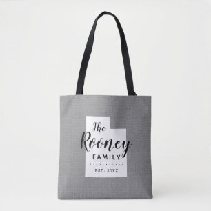 Utah Family Monogram State Tote Bag