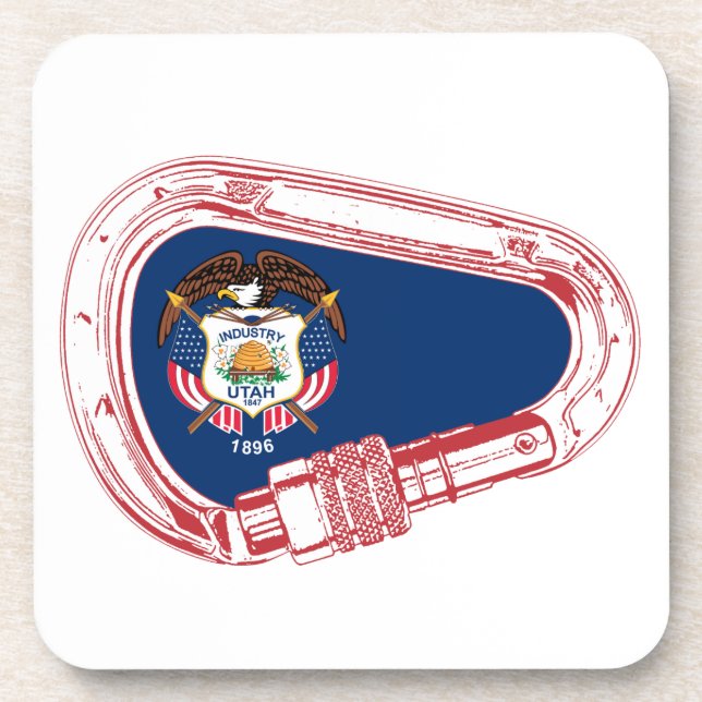 Utah Flag Climbing Carabiner Coaster (Front)