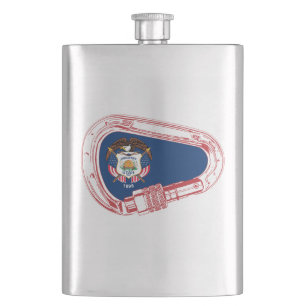 Utah Flag Climbing Carabiner Hip Flask