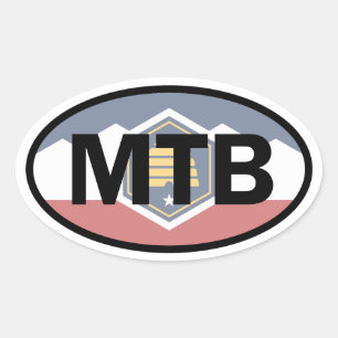 Utah Flag Mountain Biking Oval Sticker