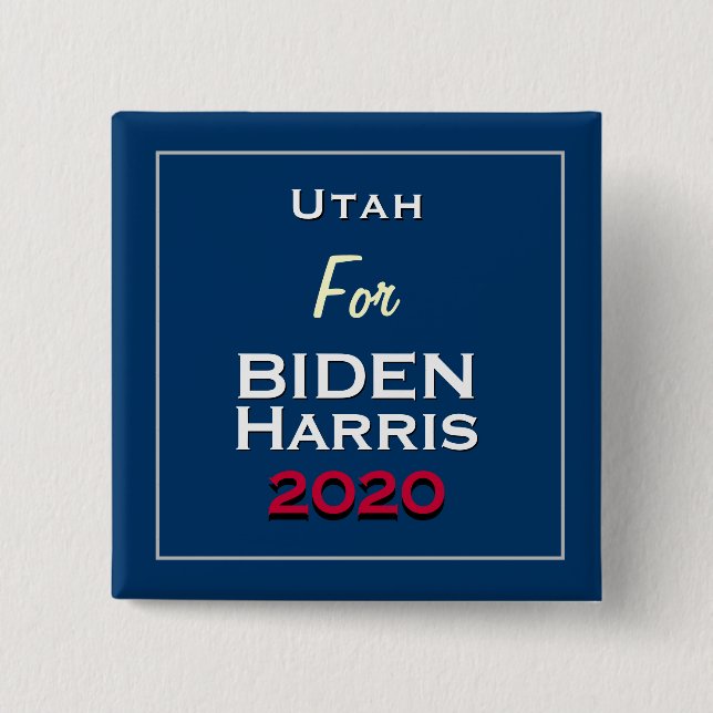 Utah for BIDEN HARRIS 2020 Square 2 Inch Square Button (Front)