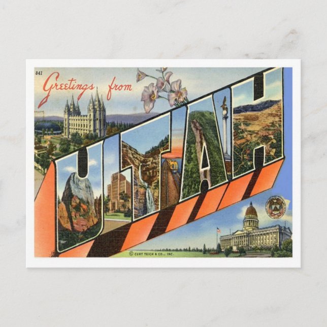 Utah Greetings From US States Postcard (Front)