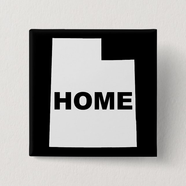Utah Home Away From State 2 Inch Square Button (Front)