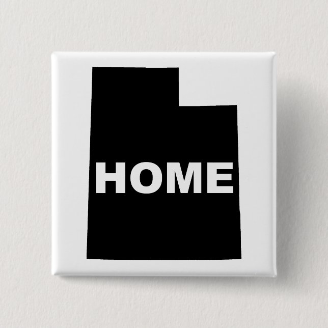 Utah Home Away From State 2 Inch Square Button (Front)