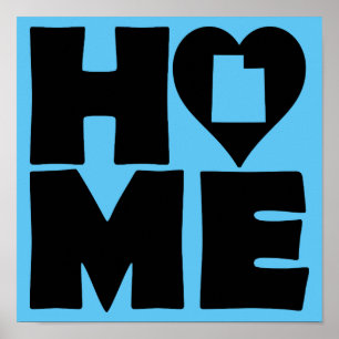 Utah Home Heart State Poster Sign
