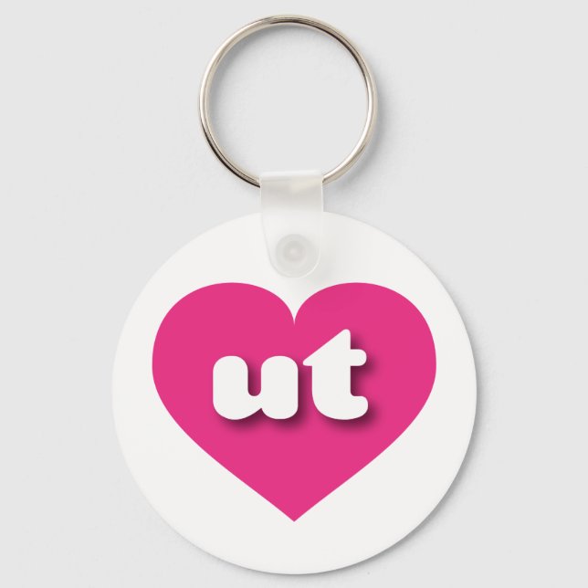 Utah hot pink heart - I love ut Keychain (Front)