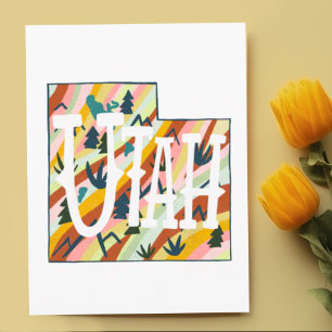 Utah Illustrated Map Postcard