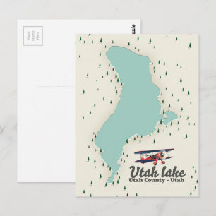 Utah Lake, Utah travel map Postcard