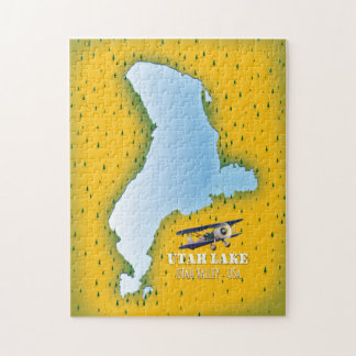 utah lake, Utah Valley map travel poster. Jigsaw Puzzle