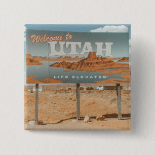 Utah Life Elevated 2 Inch Square Button