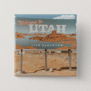 Utah Life Elevated 2 Inch Square Button