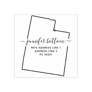 Utah map Family return address Rubber Stamp