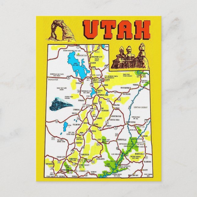 Utah Map Postcard (Front)