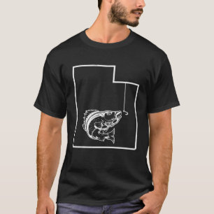 Utah Map State Walleye Fishing Cool Fish Dad Fish T-Shirt