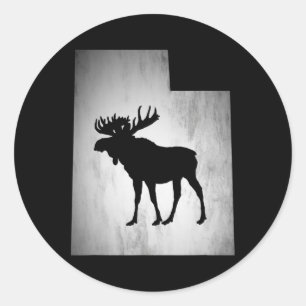Utah Moose Hunting Classic Round Sticker