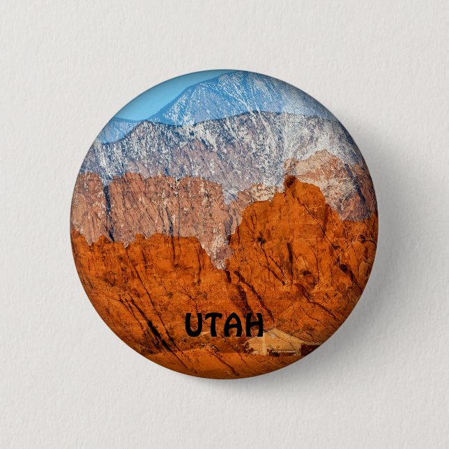 Utah Mountains 2 Inch Round Button (Front)