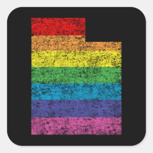 utah rainbow square sticker