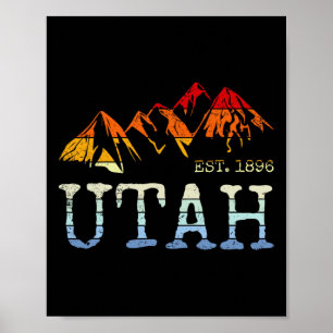 Utah Retro Sunset Vintage Mountain Home Est 1896 C Poster