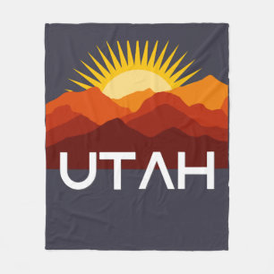 Utah Retro Vintage Desert Sunset Fleece Blanket