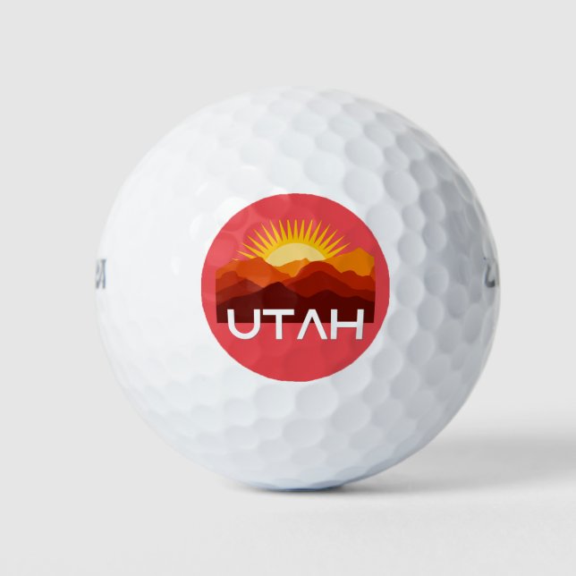 Utah Retro Vintage Desert Sunset Golf Balls (Front)