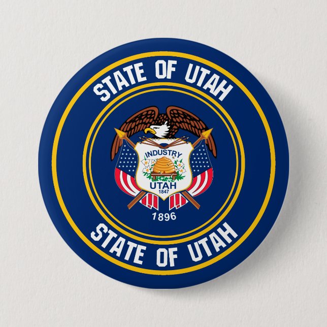 Utah Round Emblem 3 Inch Round Button (Front)