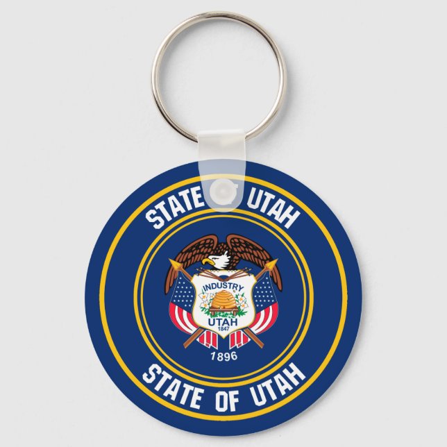Utah Round Emblem Keychain (Front)