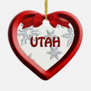 Utah Snowflake Heart Christmas Ornament