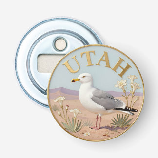 Utah State Bird California Gull & Sego Lily Bottle Opener
