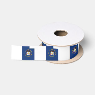 Utah State Flag and Map Satin Ribbon