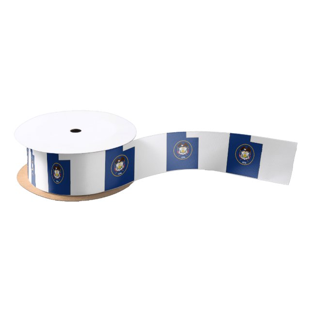 Utah State Flag and Map Satin Ribbon (Spool)