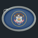 Utah State Flag Belt Buckle<br><div class="desc">Patriotic Utah state flag.</div>