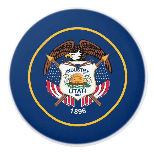 Utah State Flag Ceramic Knob (Front)