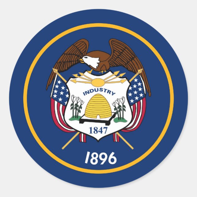 Utah State Flag Classic Round Sticker (Front)