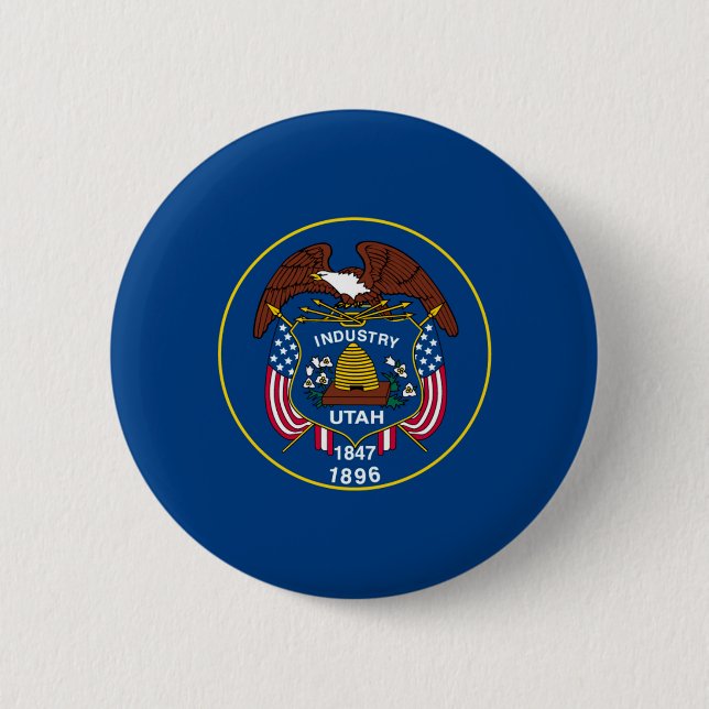 Utah State Flag Design 2 Inch Round Button (Front)