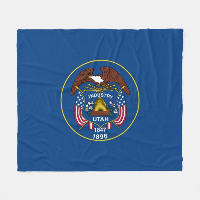 Utah State Flag Design Fleece Blanket (Front (Horizontal))