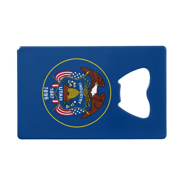 Utah State Flag Design Wallet Bottle Opener (Back Horizontal)