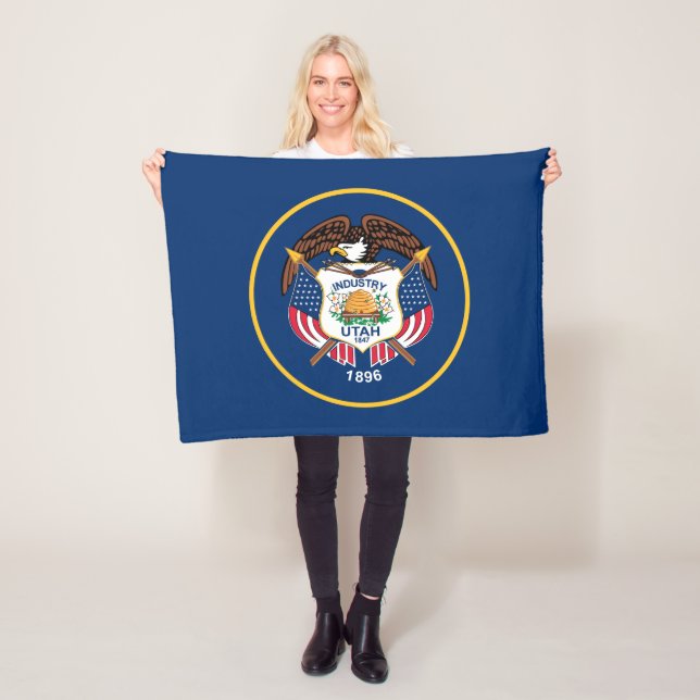 Utah State Flag Fleece Blanket (In Situ)