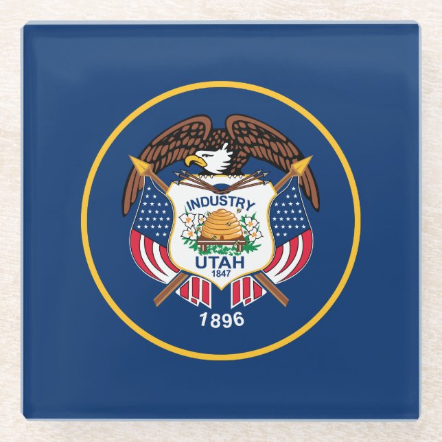 Utah State Flag Glass Coaster (Front)